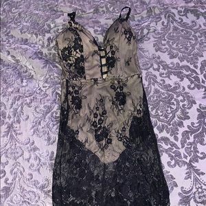 Sexy tan an laced dress